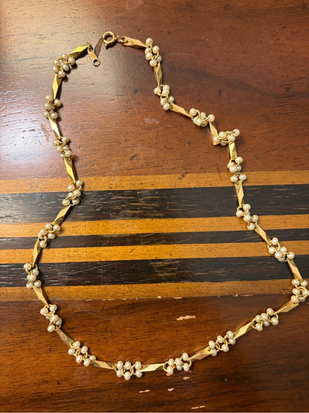 Gold-Tone Pearl Cluster Necklace - Elegant Women's Jewelry